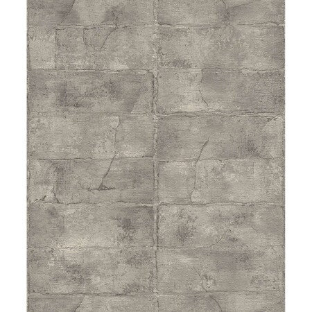 Manhattan Comfort Lansing Clay Grey Stone 33 ft L X 209 in W Wallpaper BR4096-520156